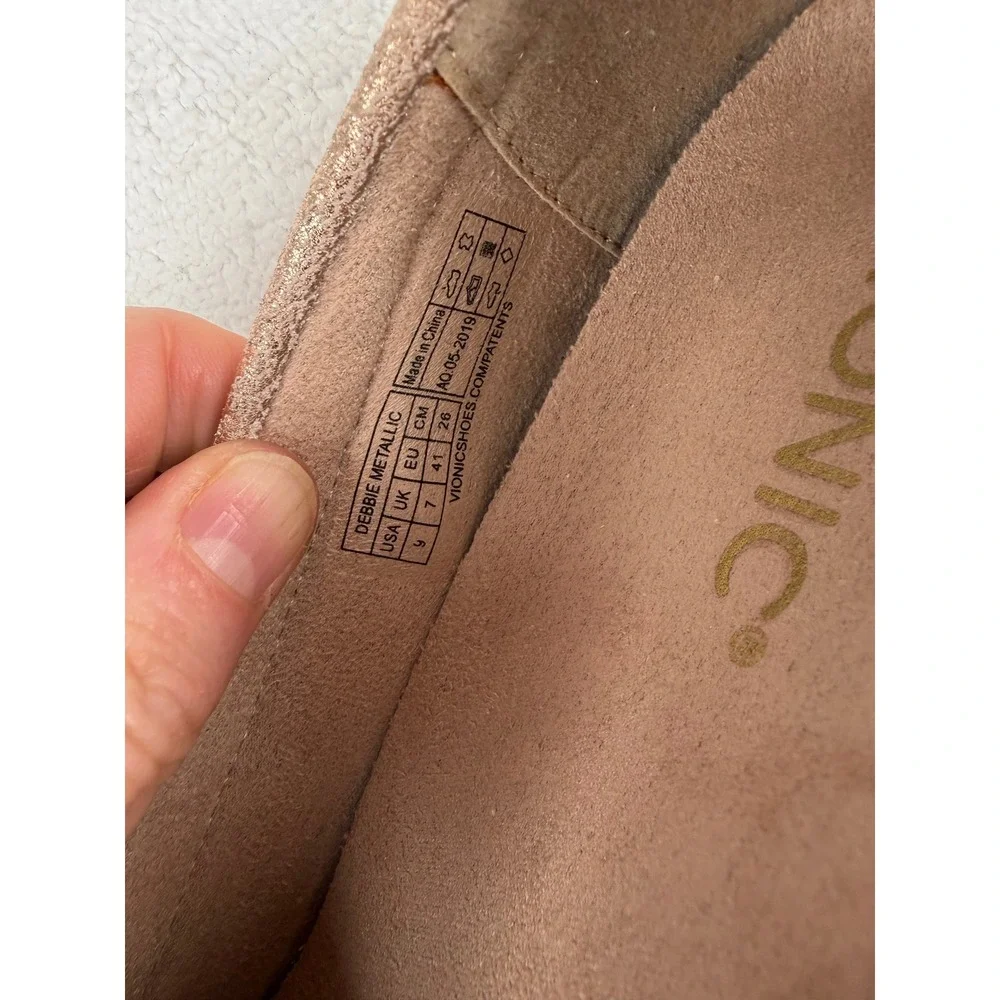 Vionic Debbie Metallic Rose Gold Leather driving Loafer Orthotic Flats Womens 9